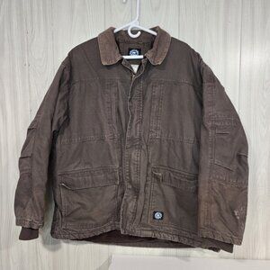Vtg Polar King by Key Sherpa Lined Canvas Detroit Jacket Coat Mens Sz XLARGE Reg
